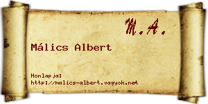 Málics Albert névjegykártya