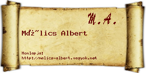 Málics Albert névjegykártya