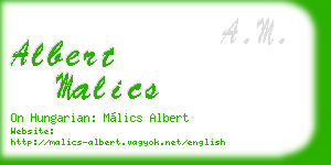albert malics business card