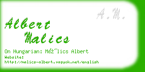 albert malics business card